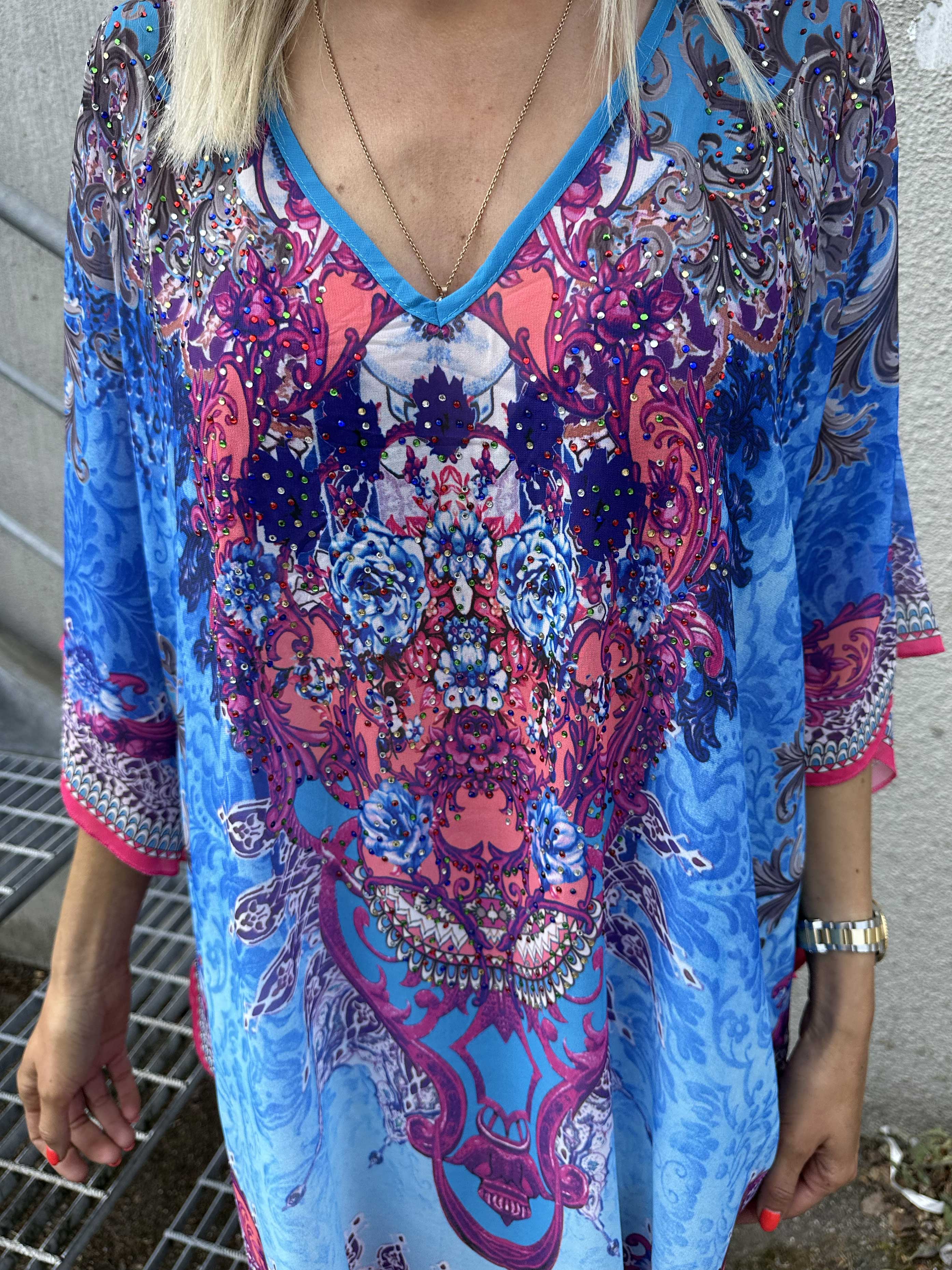 Sigga - Mønstret semi-transparent tunika med similisten